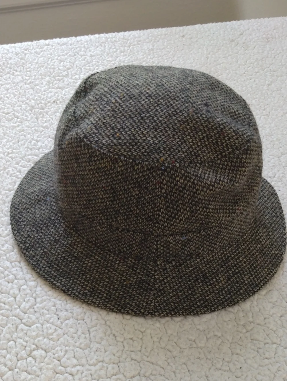 100% Wool Brown Barleycorn Tweed Bucket Hat (Crushable) - Large
